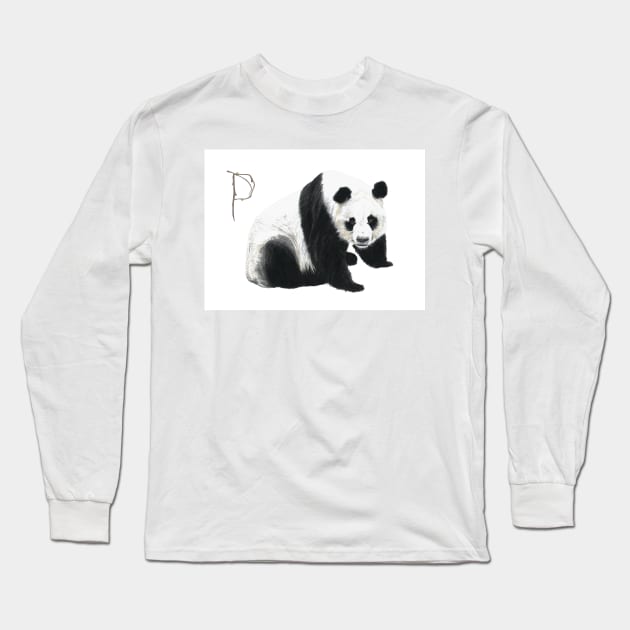 P for panda alphabet illustration Long Sleeve T-Shirt by DamiansART